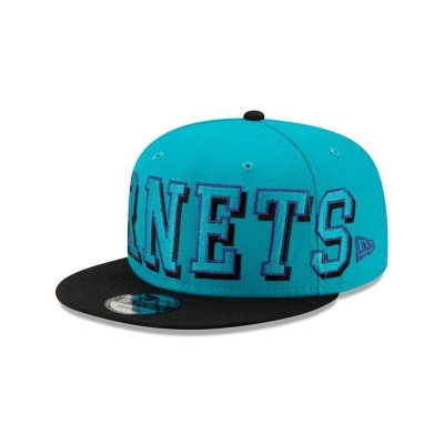 Blue Charlotte Hornets Hat - New Era NBA Block Font 9FIFTY Snapback Caps USA4906382